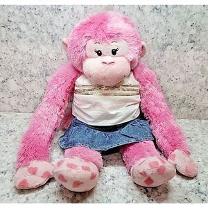 Build A Bear Workshop Pink Hearts Monkey Plush‎ Stuffed Animal